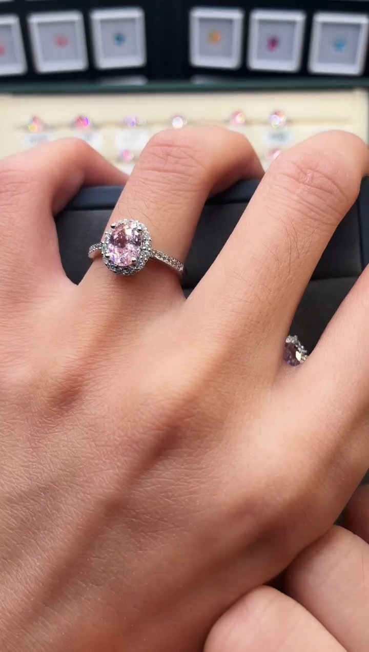 戒指彩色蓝宝石银S925镶嵌111