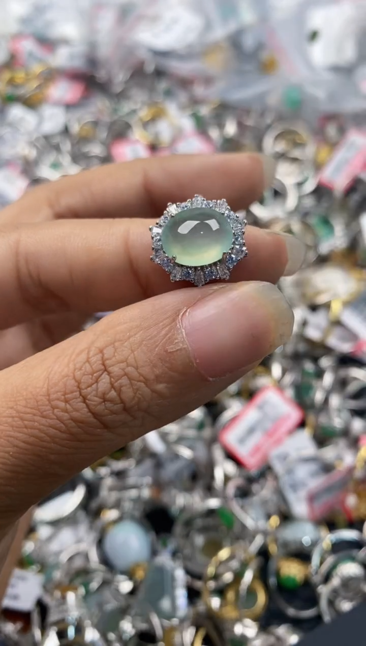 银S925镶嵌戒指翡翠999                   7