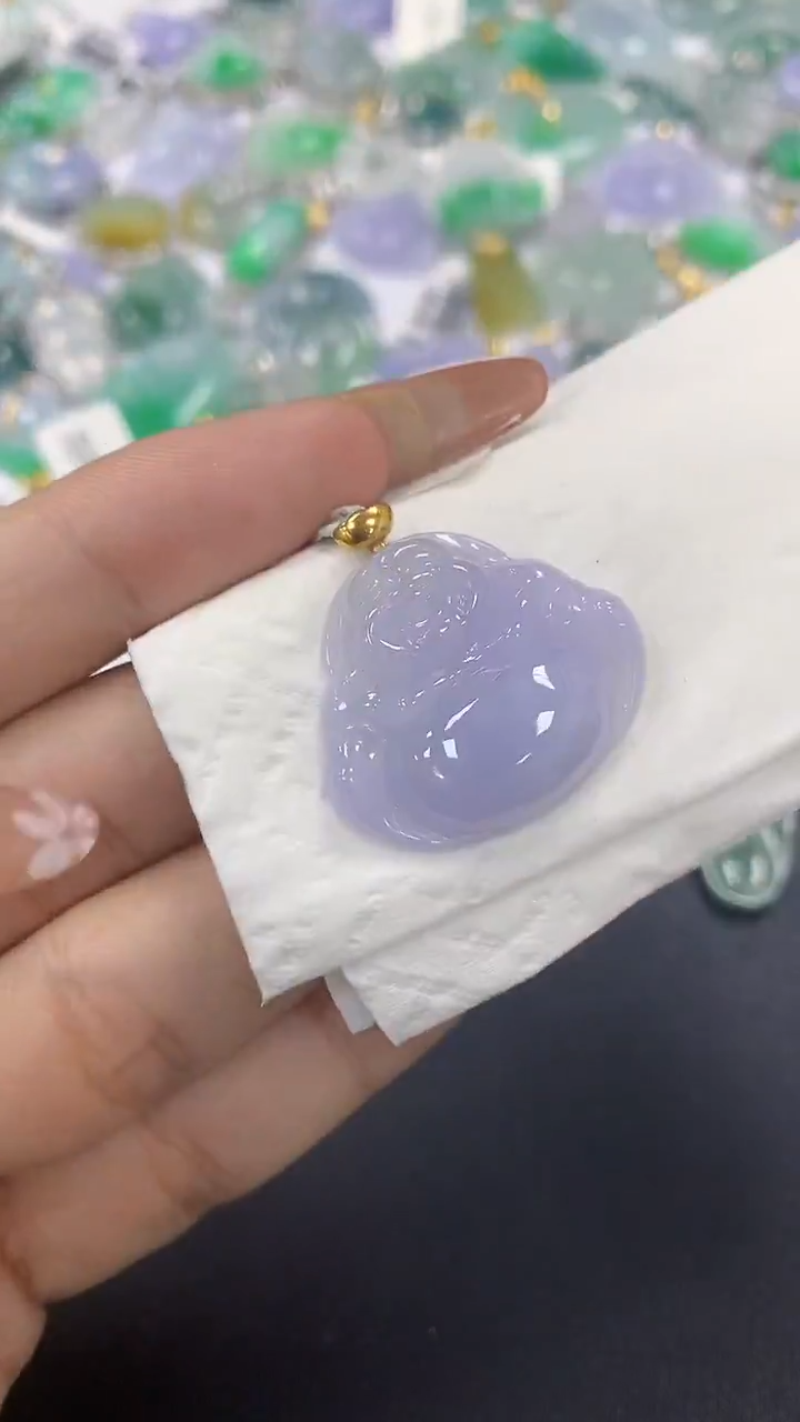 颈饰18K金镶嵌翡翠a货假一赔三支持复检百元上9元证书费自理