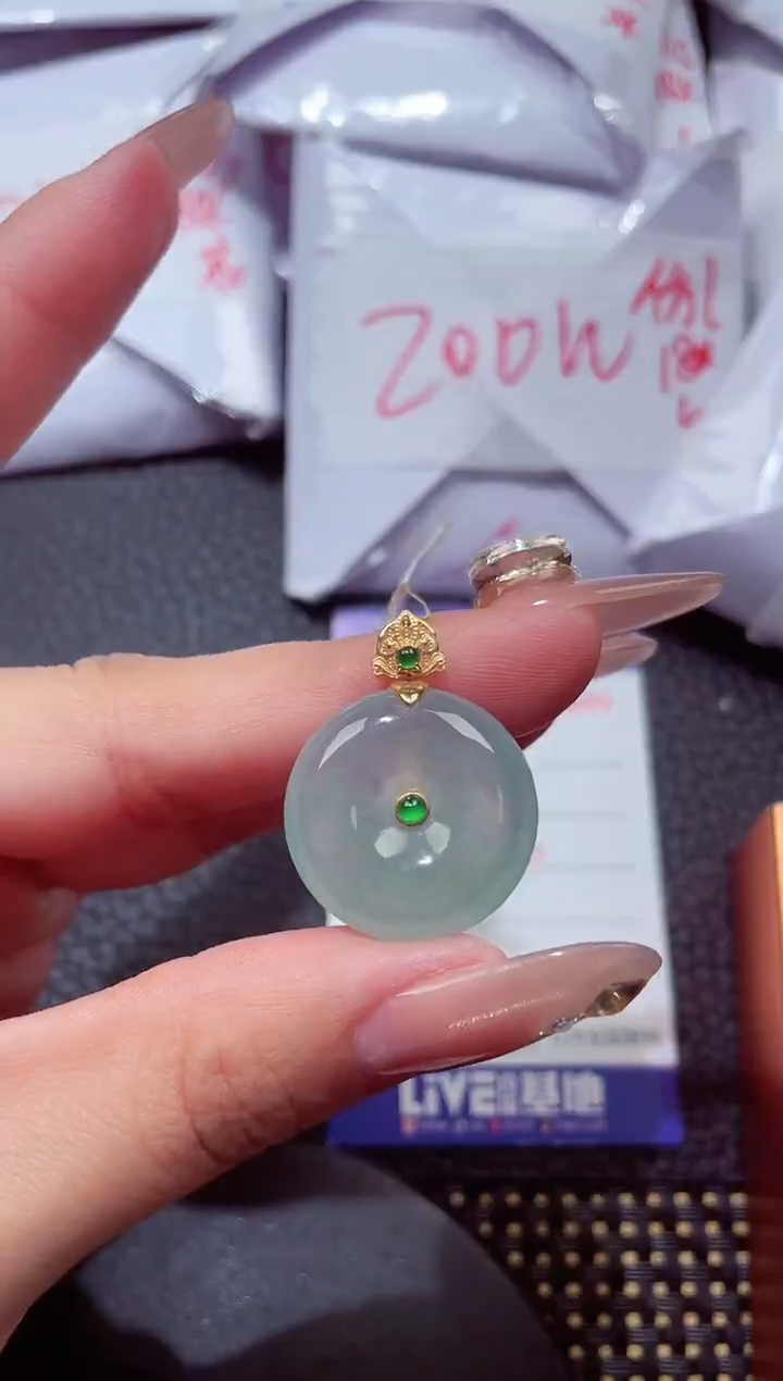 颈饰18K金镶嵌翡翠476