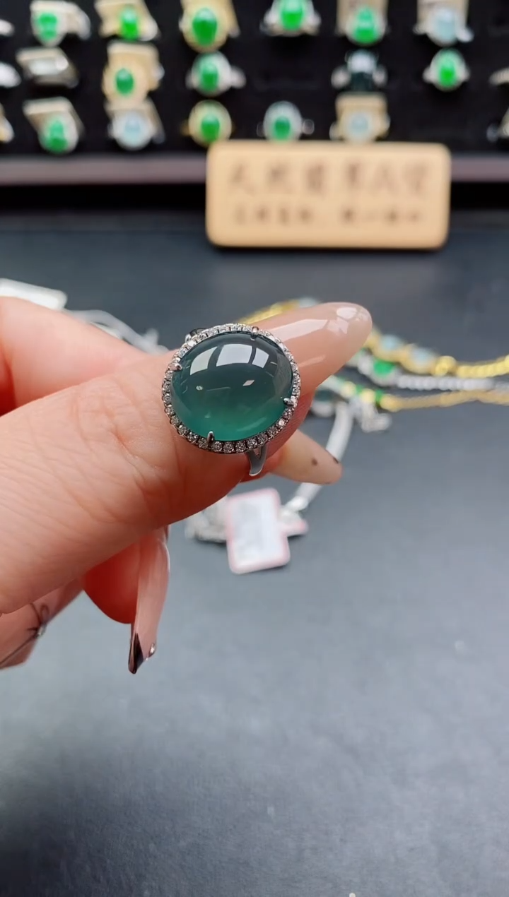 银S925镶嵌戒指翡翠1