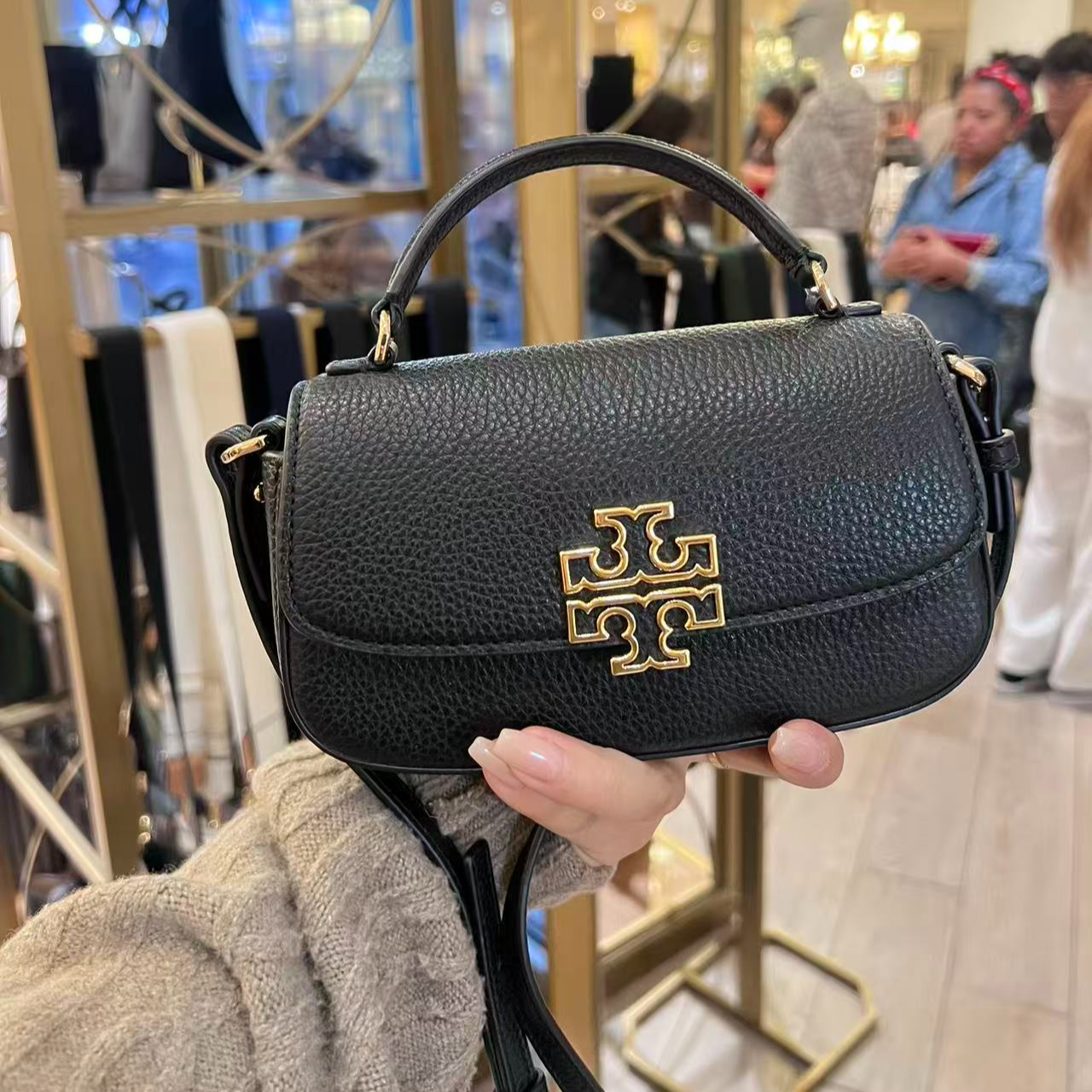 TORY BURCH/汤丽柏琦BRITTEN迷你手提斜挎包149645 黑色18*12*4cm