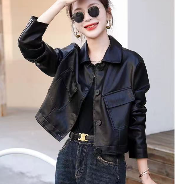 021皮衣外套女秋冬季加绒新款高级感小个子短款休闲机车夹克上衣