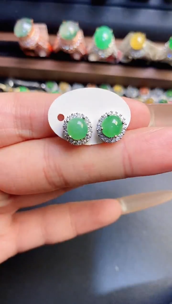 银S925镶嵌戒指翡翠天然