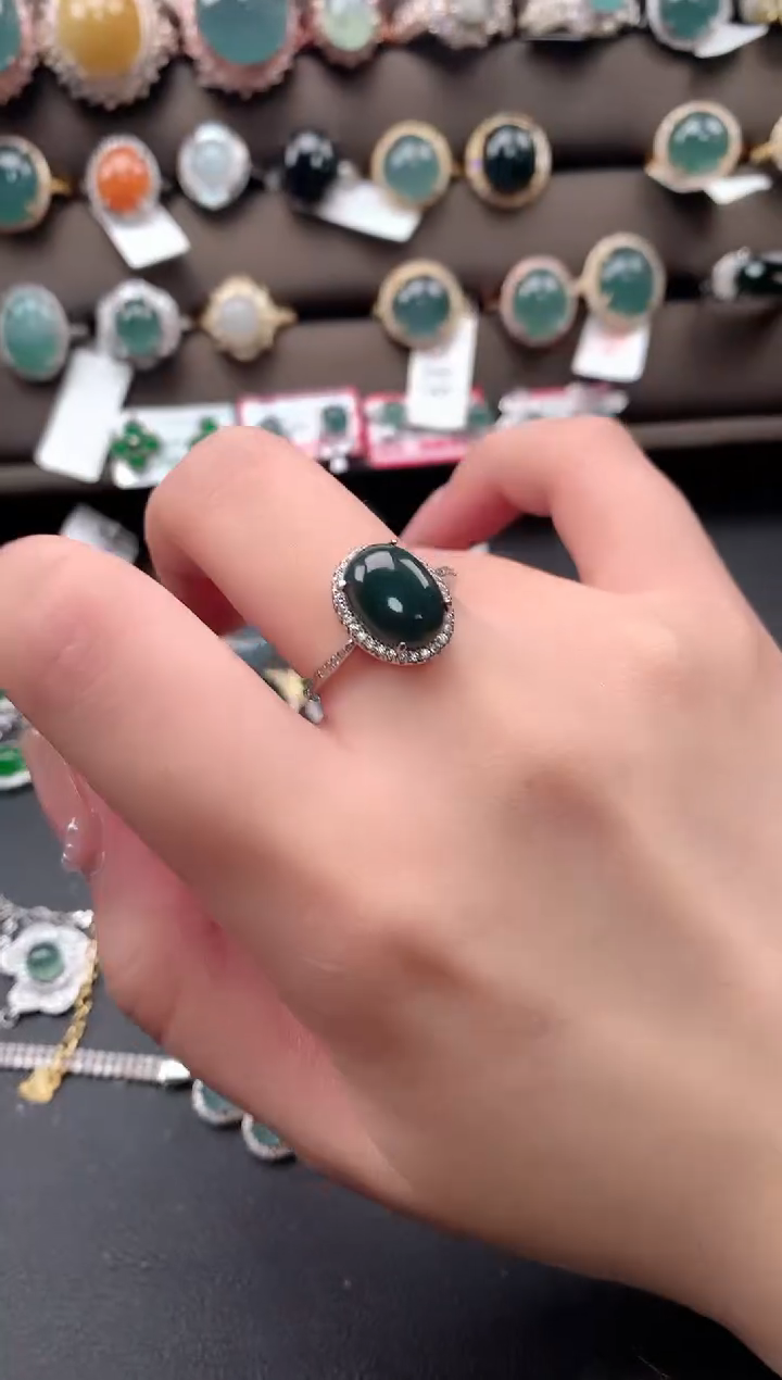 【闪购商品】翡翠戒指银S925镶嵌512541