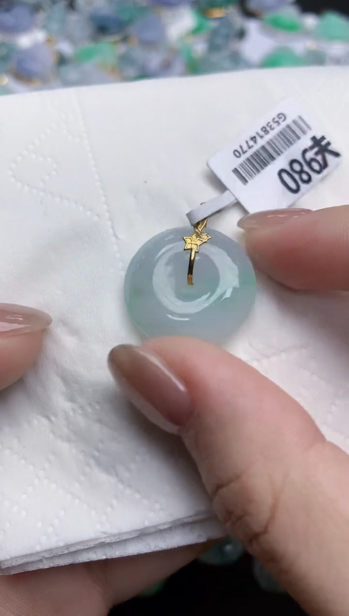 【闪购商品】翡翠颈饰18K金镶嵌天然缅甸翡翠A货