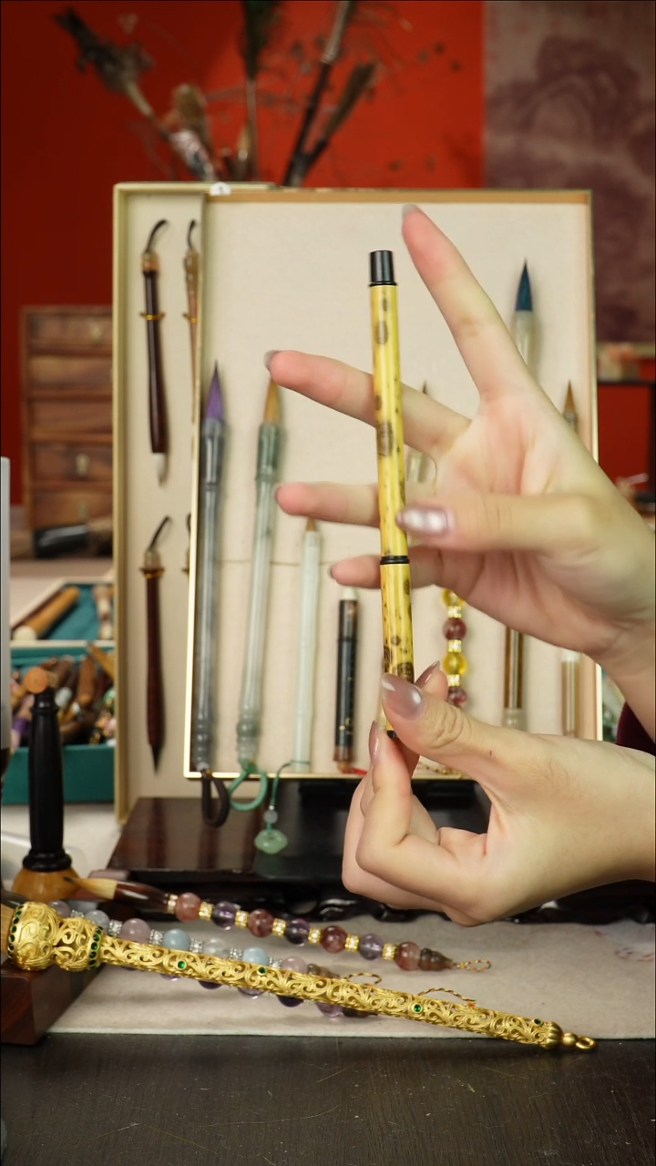 2号闪孤品高货毛笔链接 清水试笔 蘸墨不退