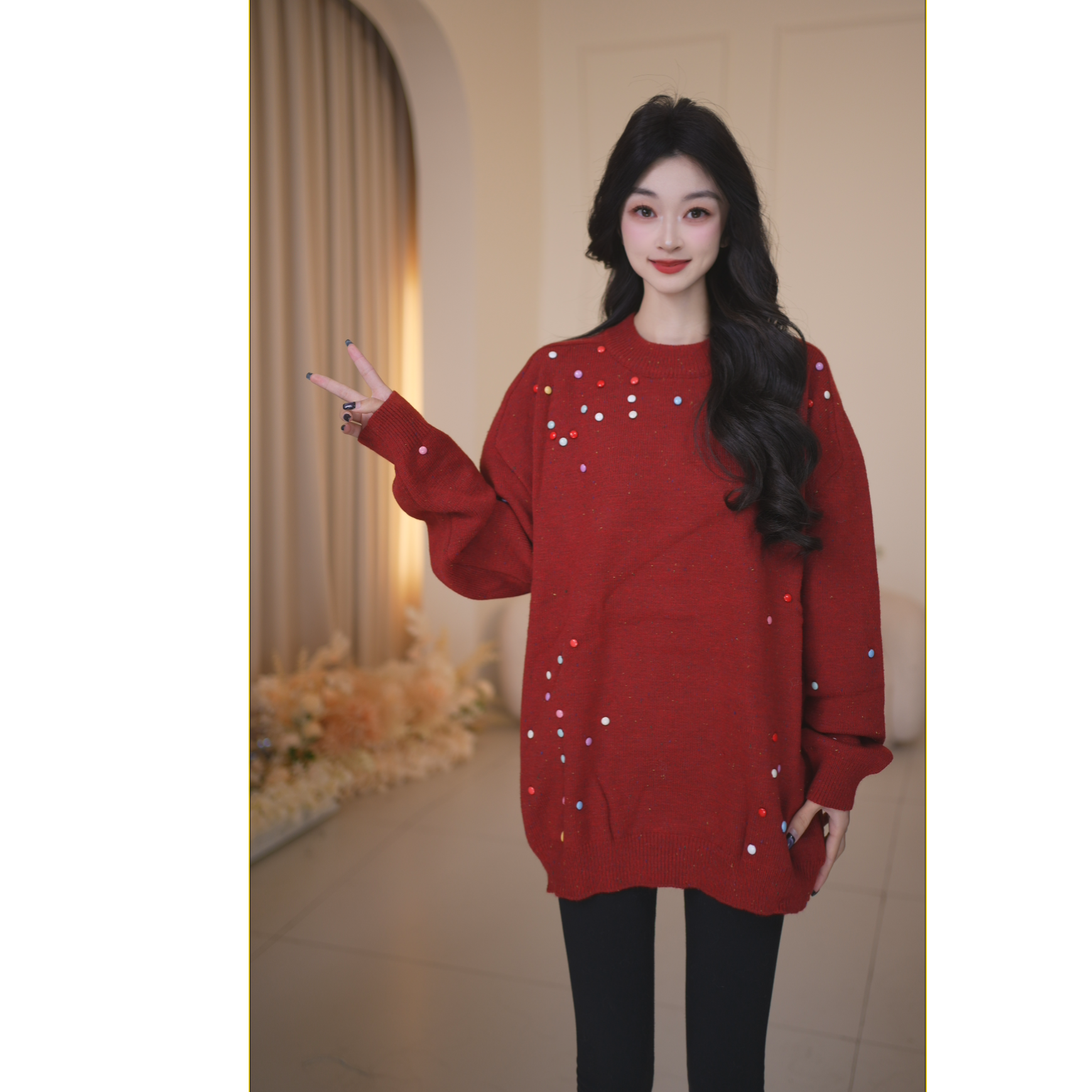 Basic House/百家好气质时尚轻奢针织毛衣B1385B575Z2