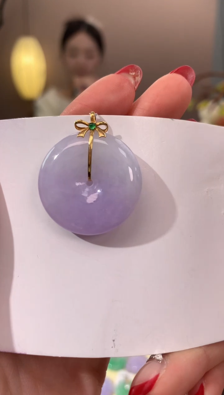 【闪购商品】翡翠颈饰18K金镶嵌天然缅甸a货翡翠