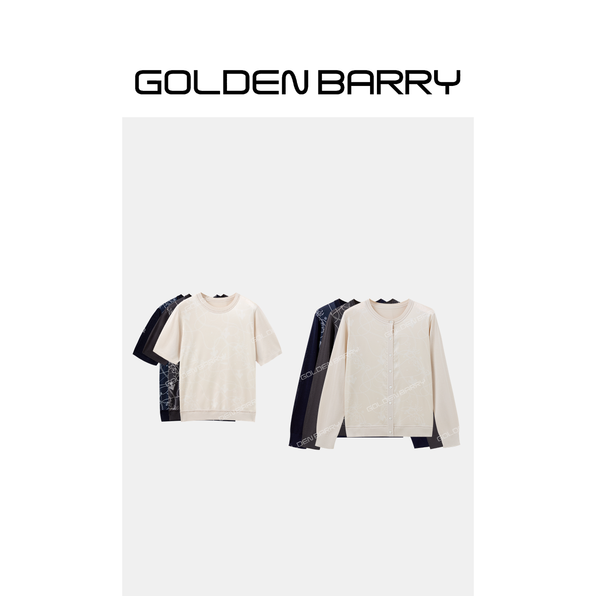 GOLDENBARRY｢复古罗马｣凉爽链绳印花针织短袖/开衫246471/242299