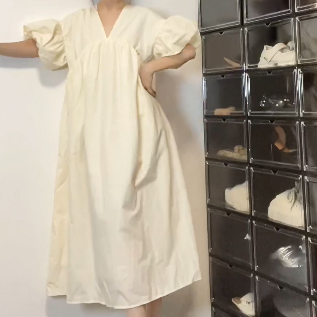 夏款宽松泡泡袖长款连衣裙裙子孕妇裙