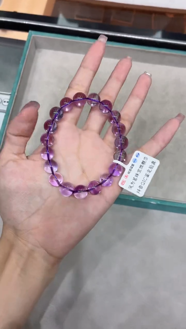 水晶手串未镶嵌x4665 紫水晶 11mm+多样性发一