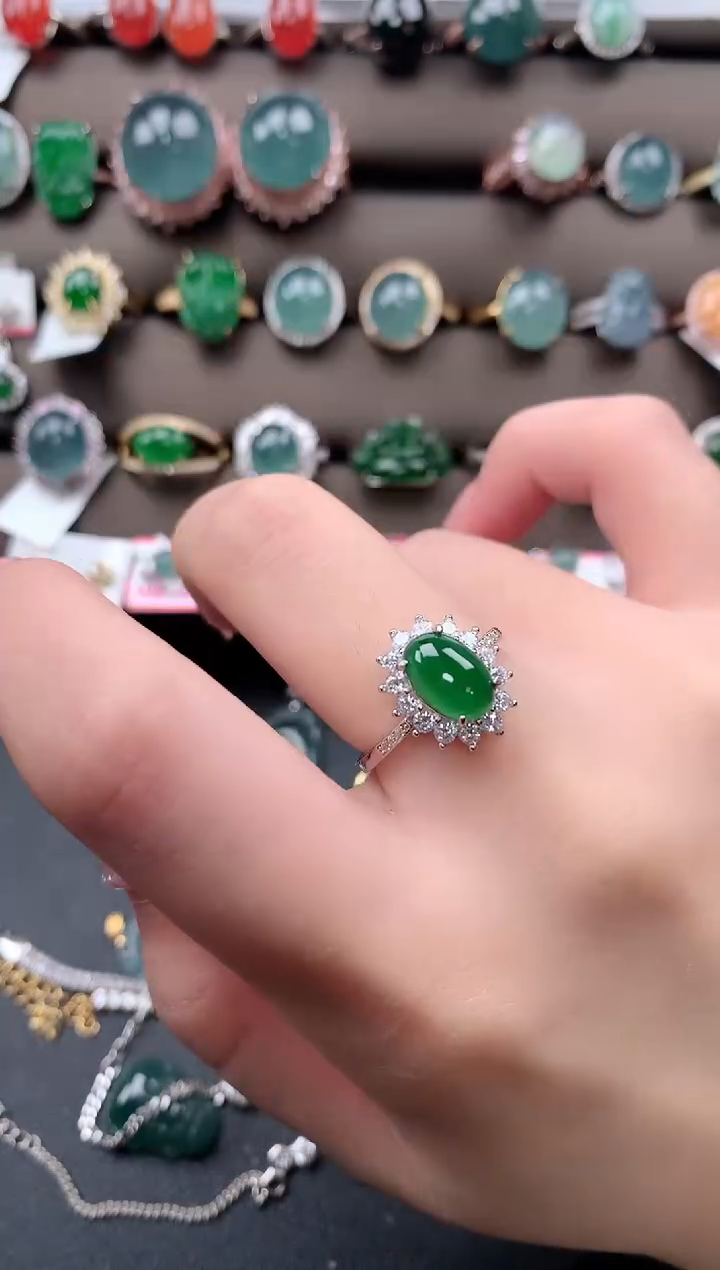 【闪购商品】翡翠戒指银S925镶嵌521412