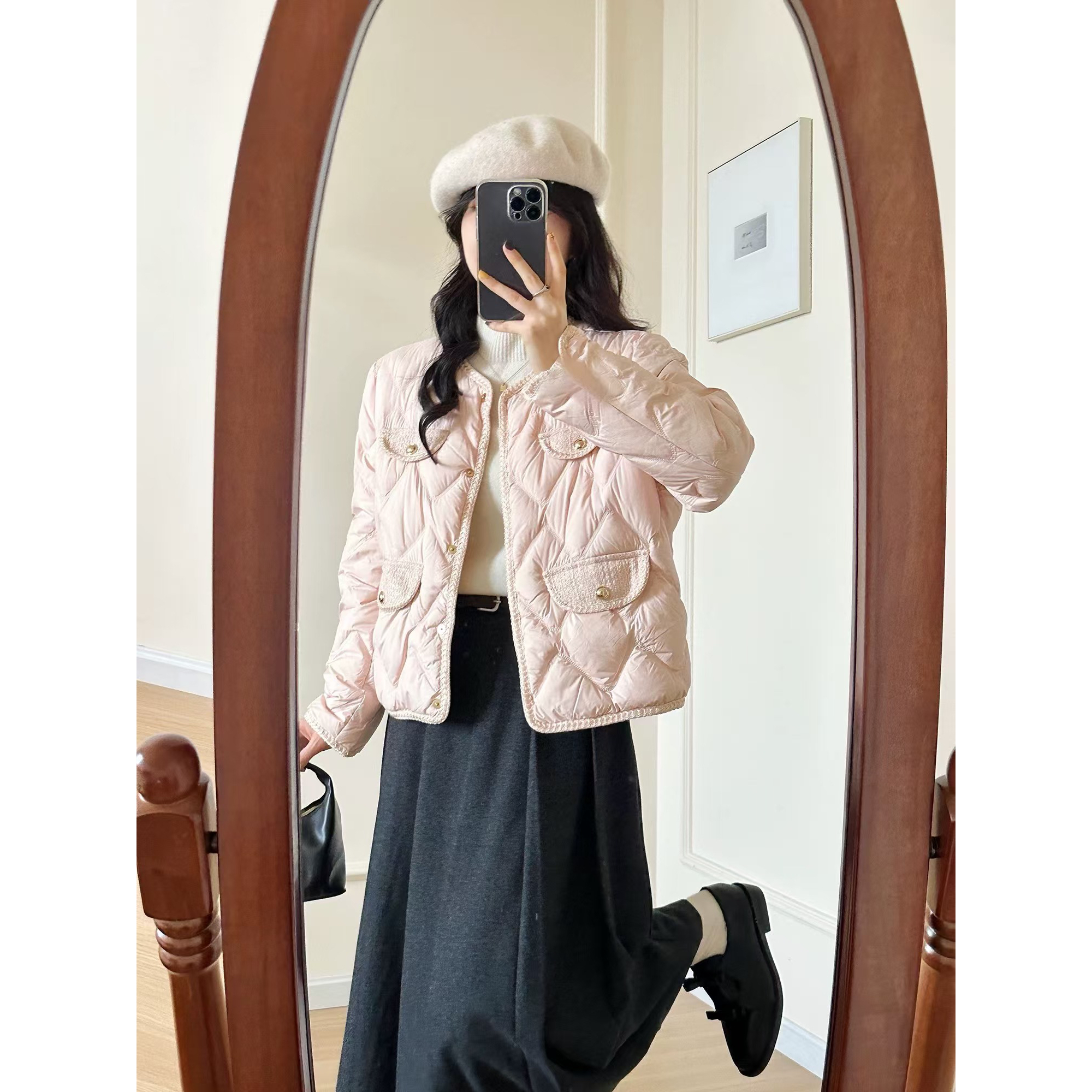 506白茶茉莉小香风保暖棉服显瘦外套小棉袄