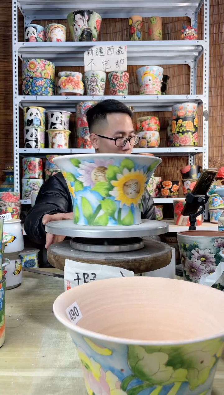 【闪购商品】摆件133陶花岛多肉陶瓷花盆罐——微瑕