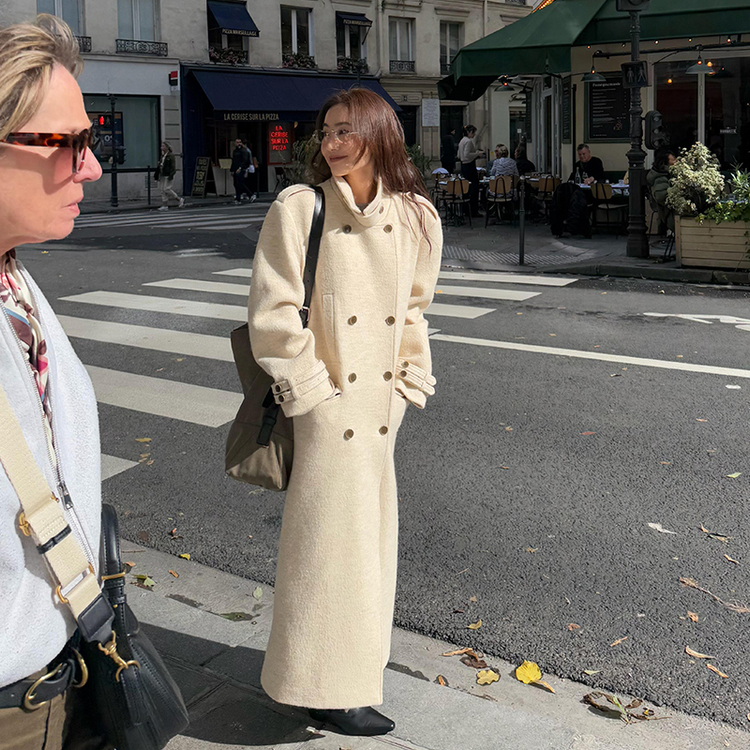 【清】NO退换ONEXH·IN choose u2025冬季廓形立领双排扣羊驼毛大衣