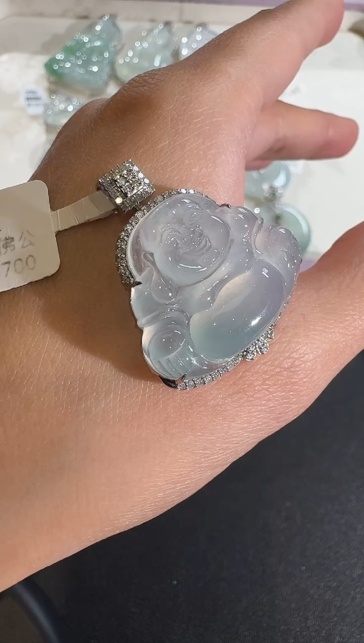 【闪购商品】翡翠吊坠(不含链)18K金镶嵌【源头工厂】钻石镶嵌