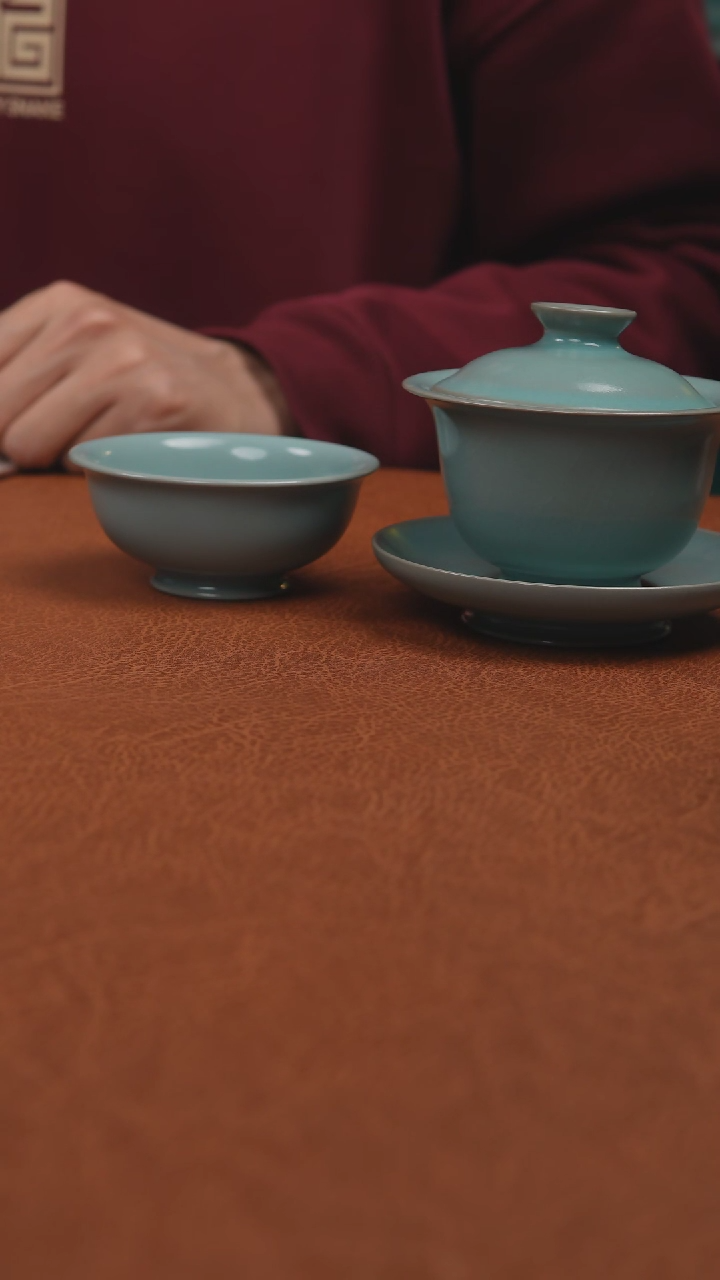【闪购商品】杯原矿釉仿古支钉元宝盖碗＋压手杯