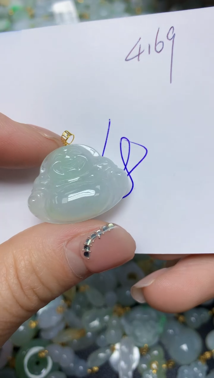 【闪购商品】翡翠挂件18K金镶嵌 天然翡翠A货