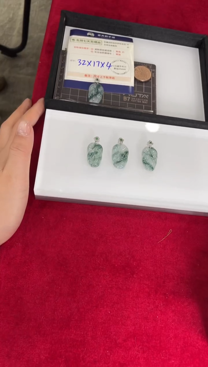 【闪购商品】翡翠挂件18K金镶嵌叶子FL21配绳/多样性发其一CP