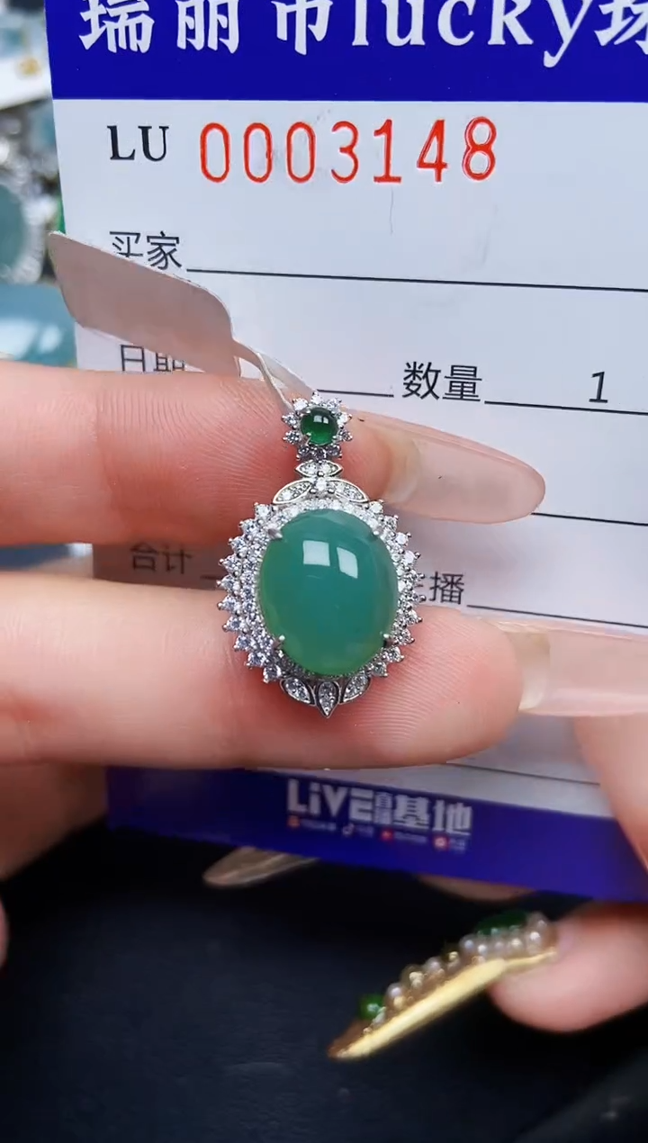 【闪购商品】翡翠颈饰银S925镶嵌3148