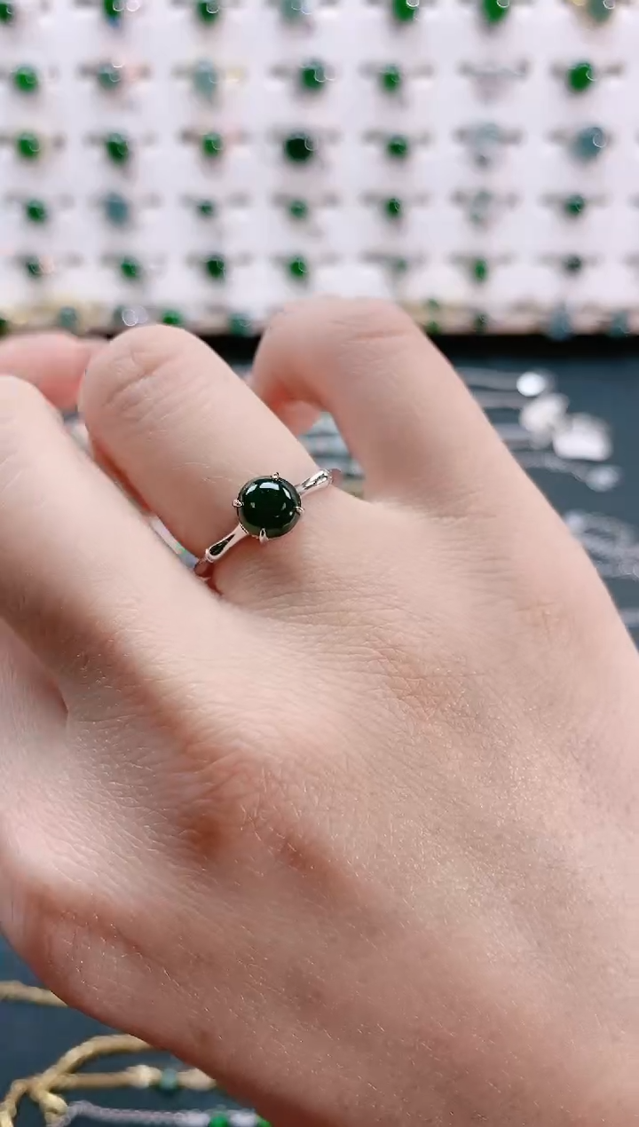 【闪购商品】翡翠戒指银S925镶嵌天然翡翠