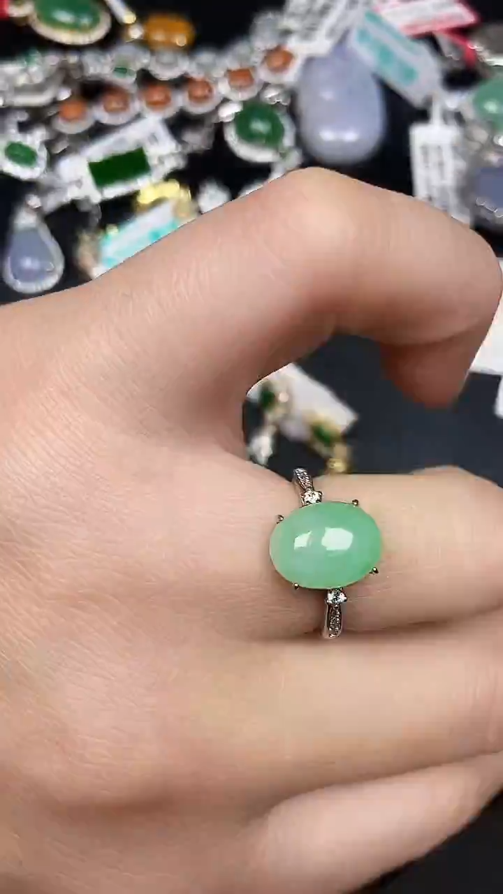 银S925镶嵌戒指翡翠2410