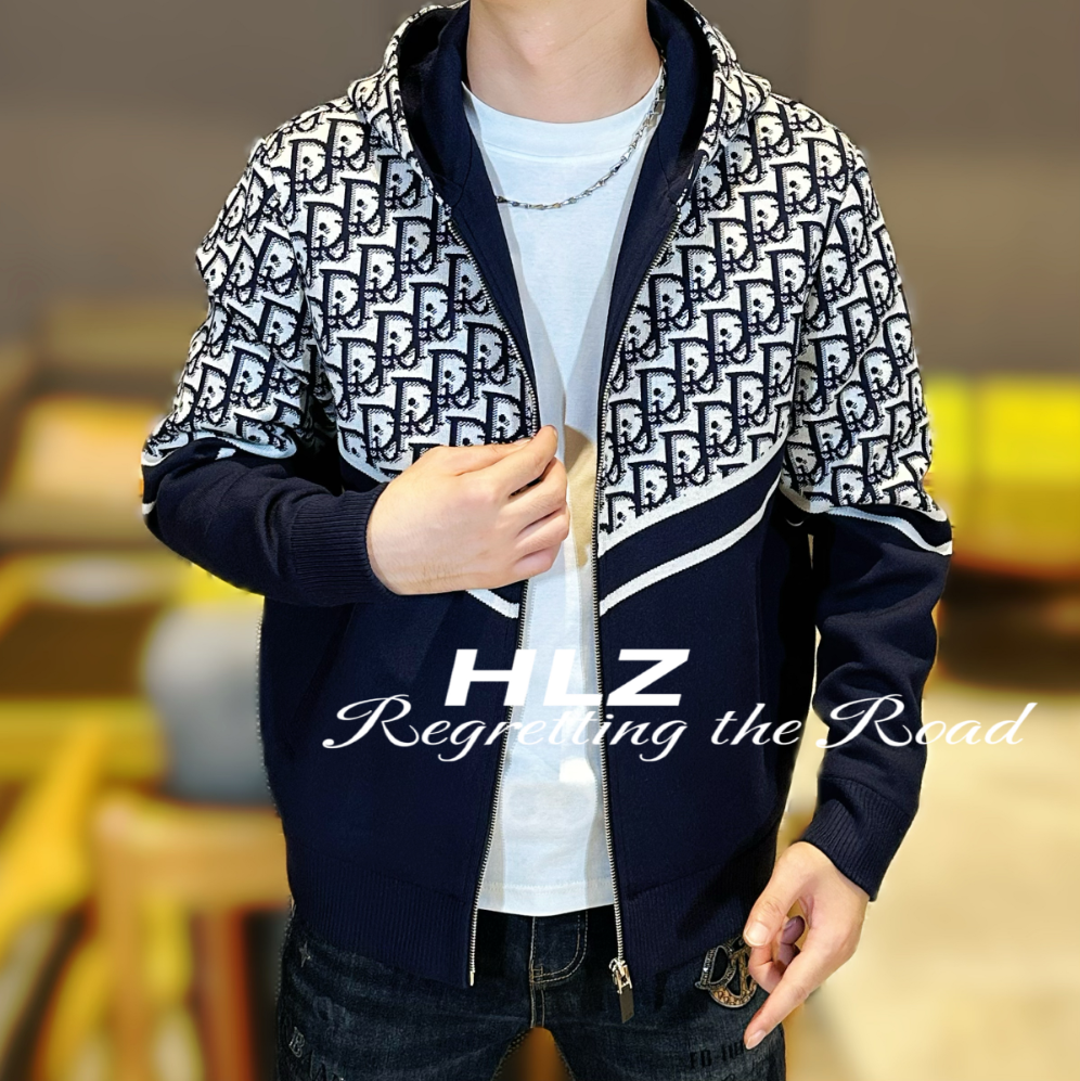 2025男士秋季新款时尚休闲个性潮流好穿时尚百搭连帽针织外套夹克