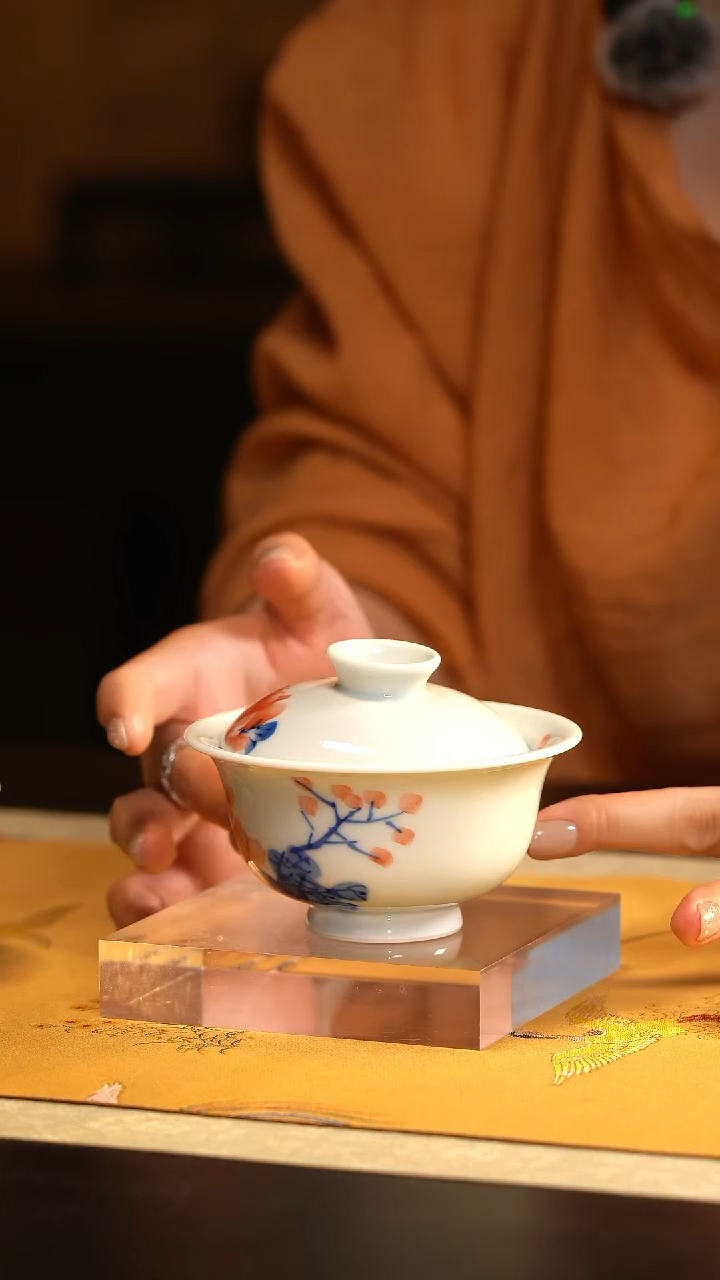 LXT红丰窑写意牡丹盖碗