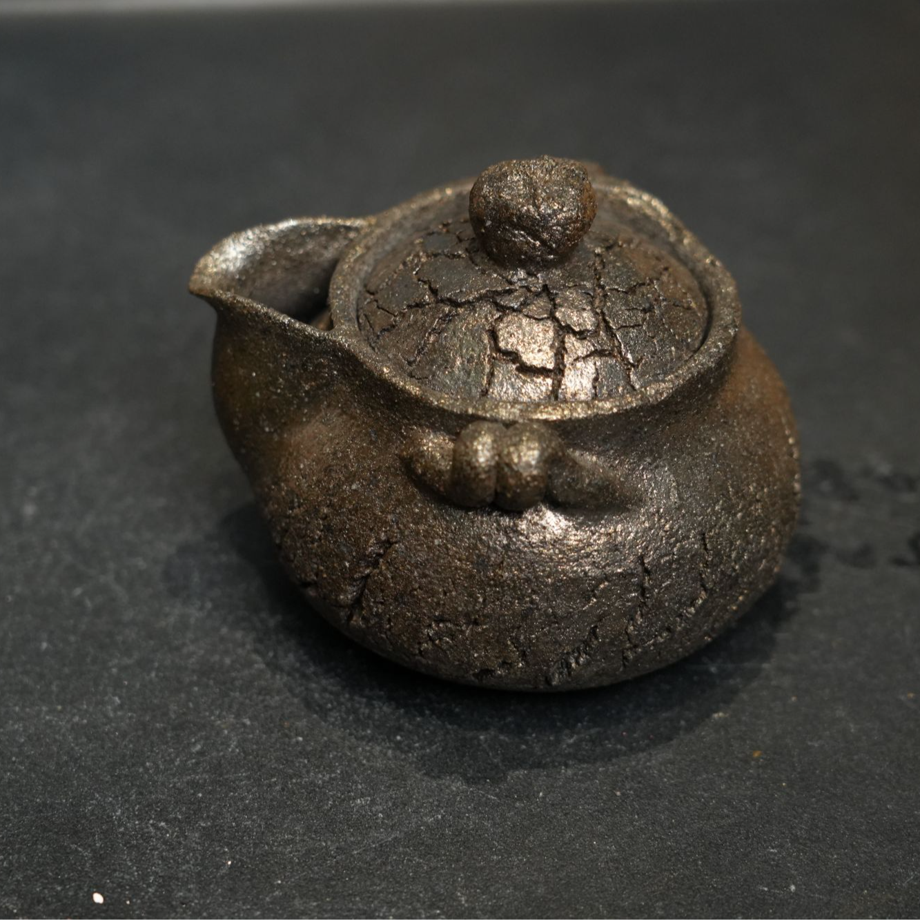 黑砂茶壶爆裂纹宝瓶壶纯手工