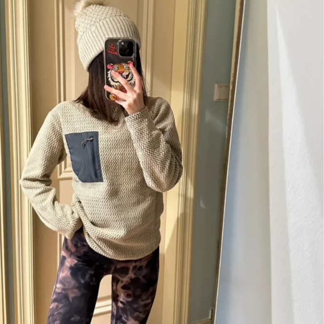 户外神品高颜值水波纹秋冬男女情侣保暖长袖抓绒衣 2493