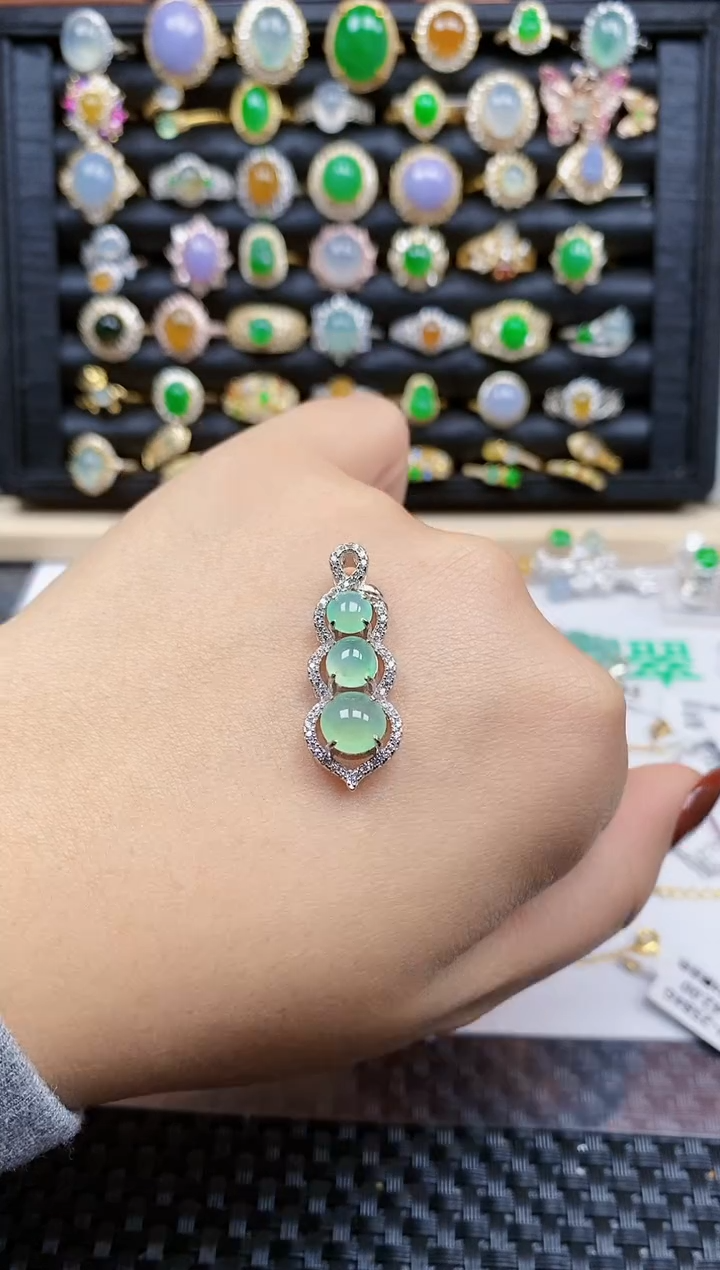 银S925镶嵌戒指翡翠178