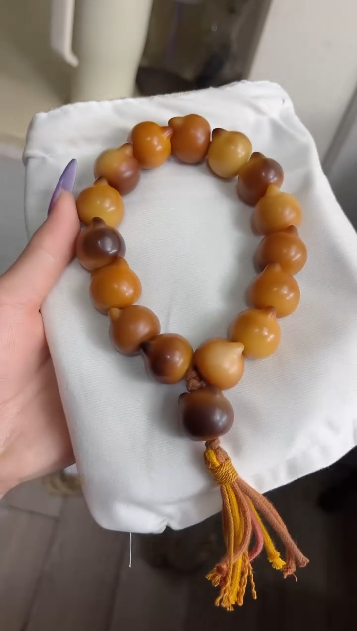 菩提根/象牙果手串f48干磨猫猫头22mm手持