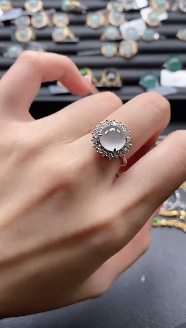 【闪购商品】翡翠戒指银S925镶嵌51511