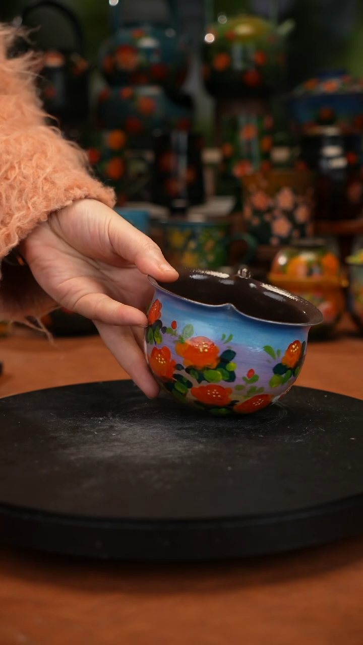 紫砂油画手绘釉下彩