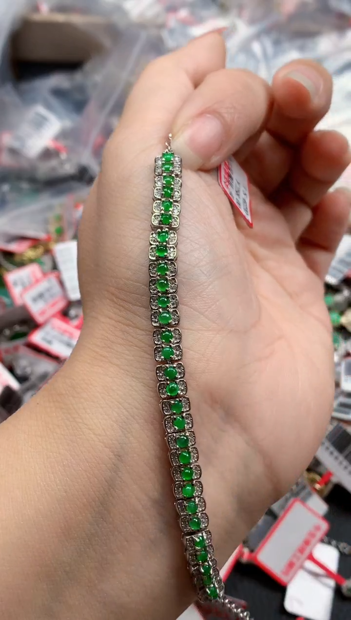 银S925镶嵌戒指翡翠天然A货缅甸翡翠