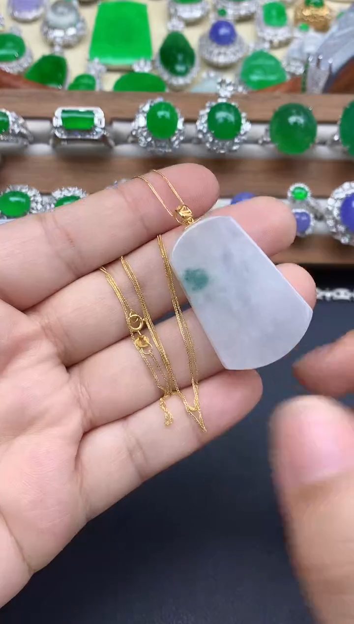 颈饰18K金镶嵌翡翠98-中国好珍宝