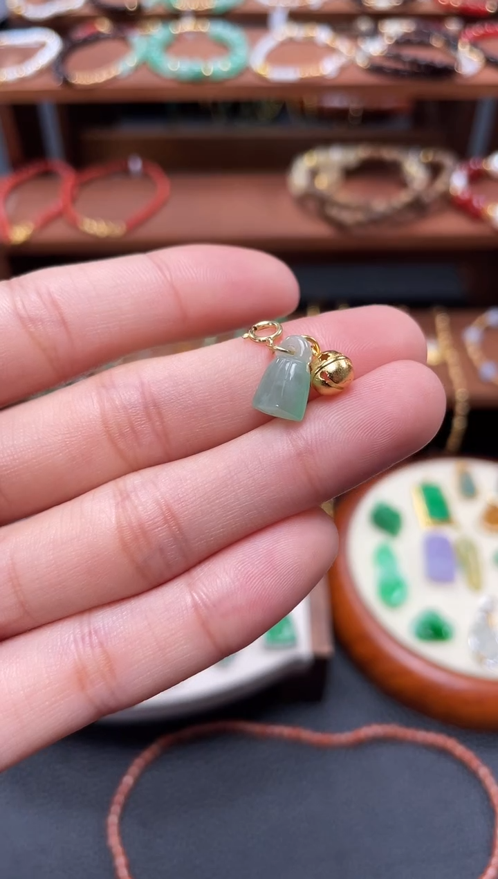 【闪购商品】翡翠吊坠(不含链)银S925镀金镶嵌 一个  JK625