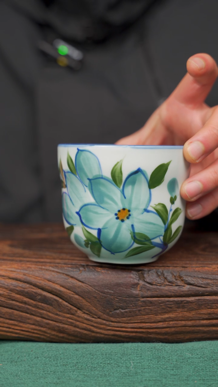 【闪购商品】瓷片94寻一缕瓷香杯釉下手工手绘瓷器