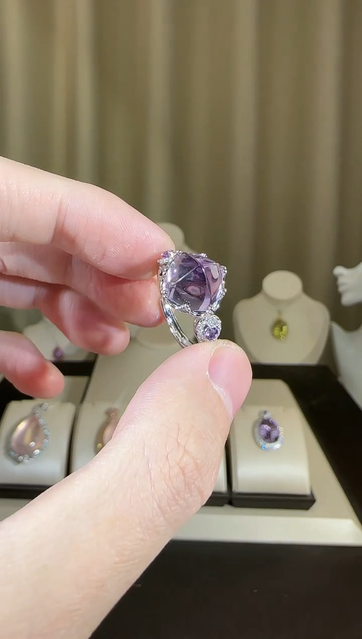【闪购商品】紫晶戒指银S925镶嵌11mm
