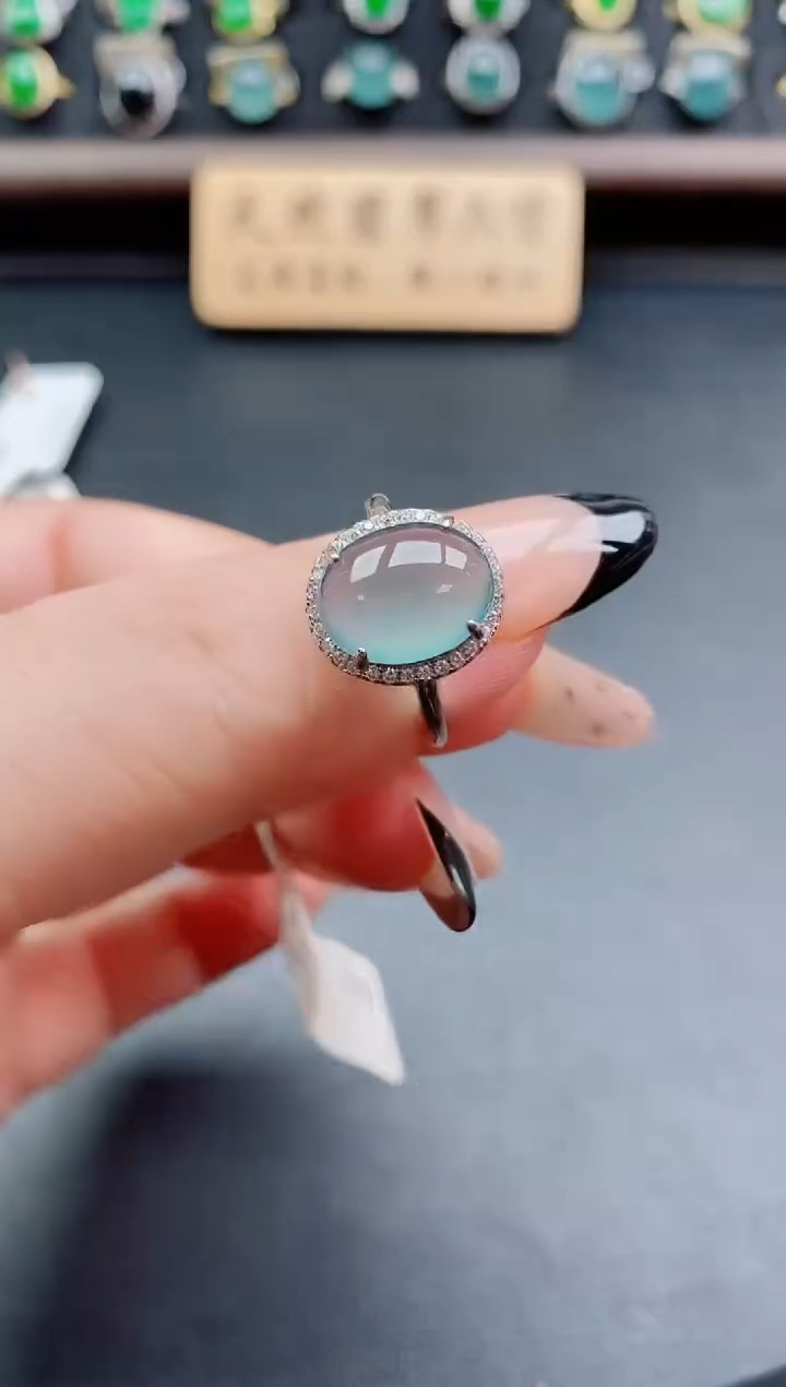 银S925镶嵌戒指翡翠1