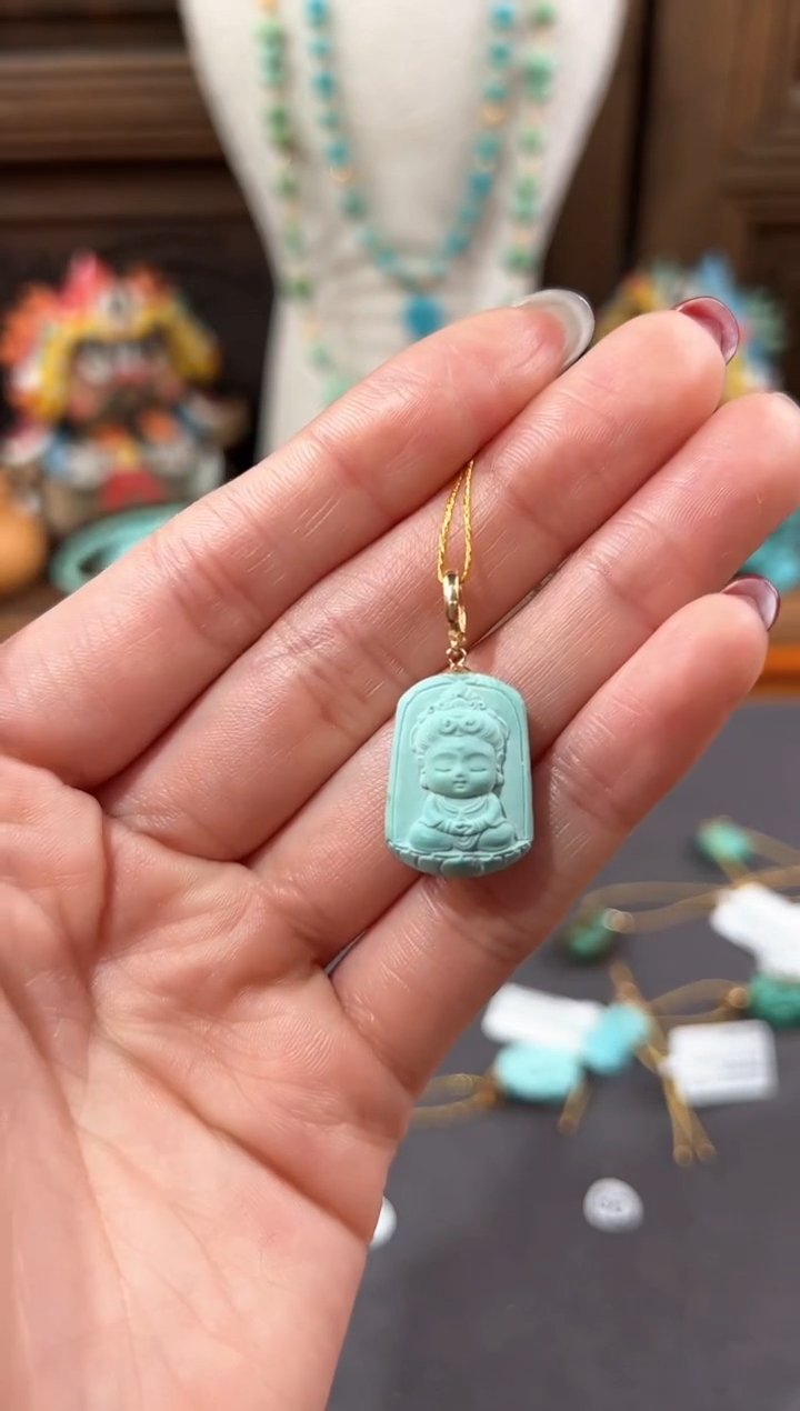 【闪购商品】绿松石颈饰18K金镶嵌绿松石吊坠