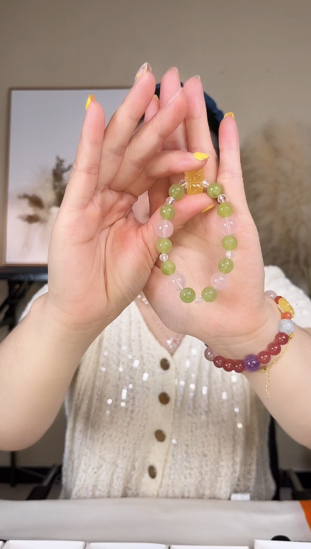 水晶手链未镶嵌粉水晶蜜蜡手链