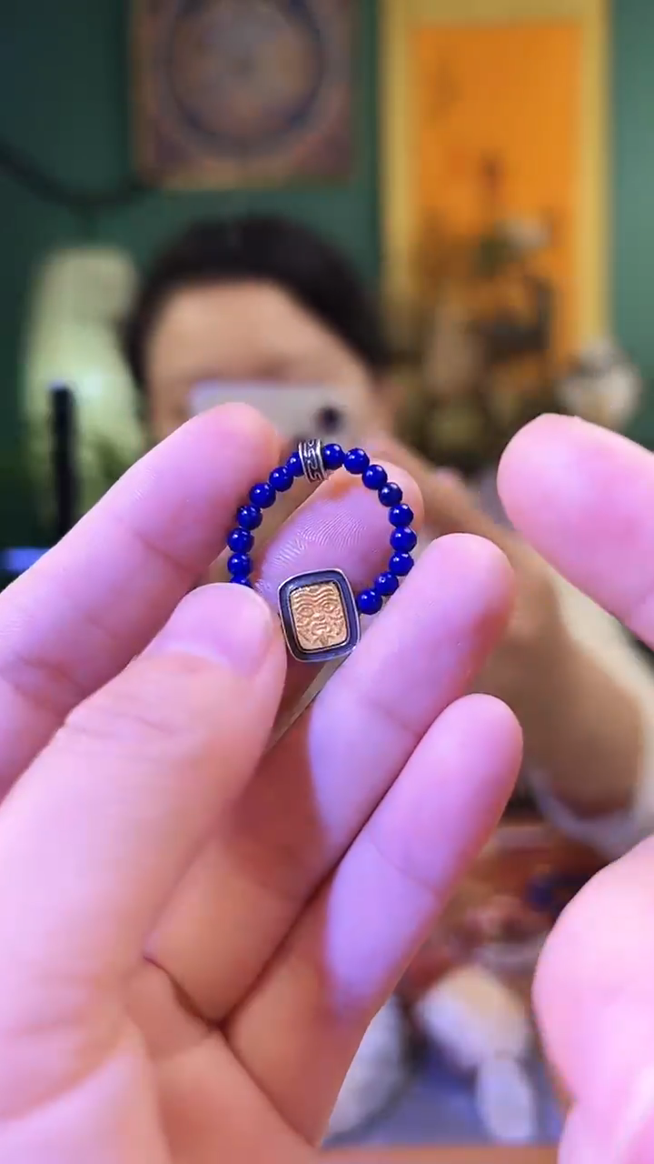 【闪购商品】青金石戒指银S925镶嵌青金石扎基拉姆戒指