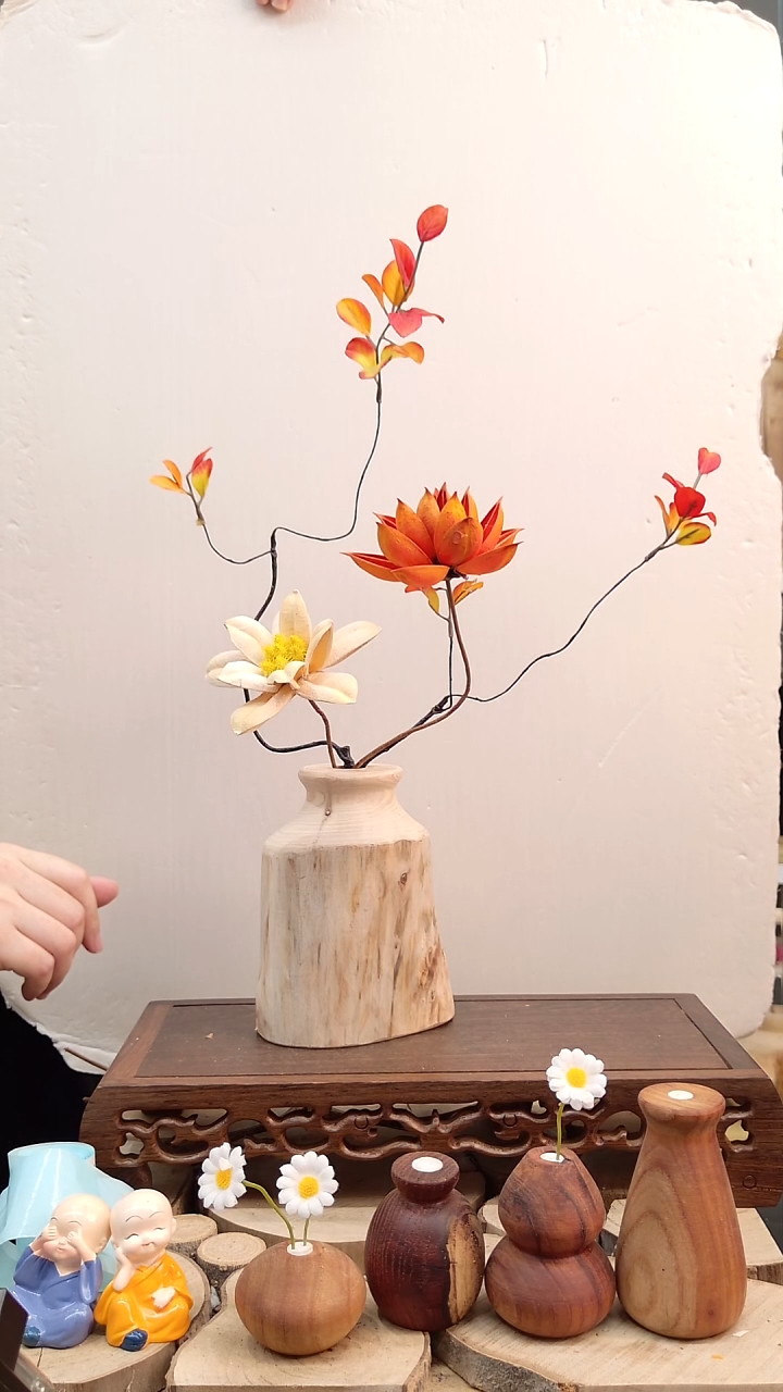 木实木花瓶直播间实物