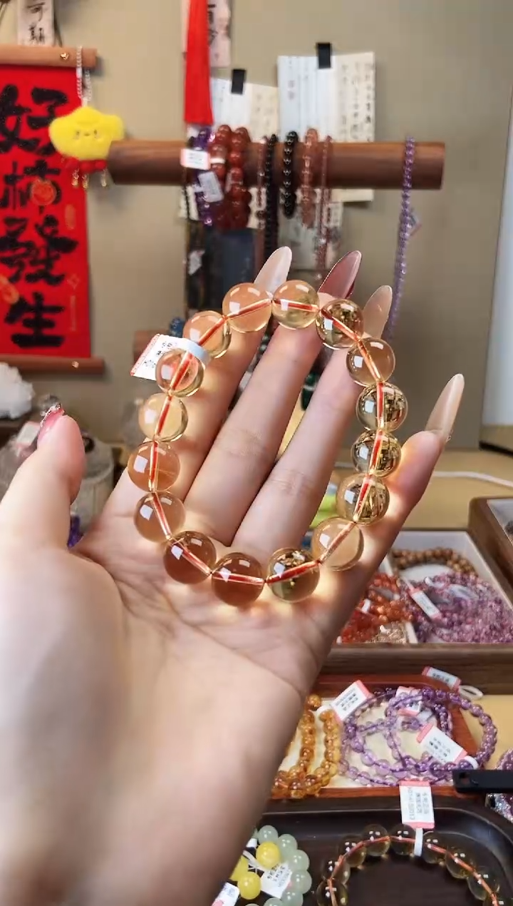 【闪购商品】水晶手串未镶嵌13.5mm巴西暴力黄水晶