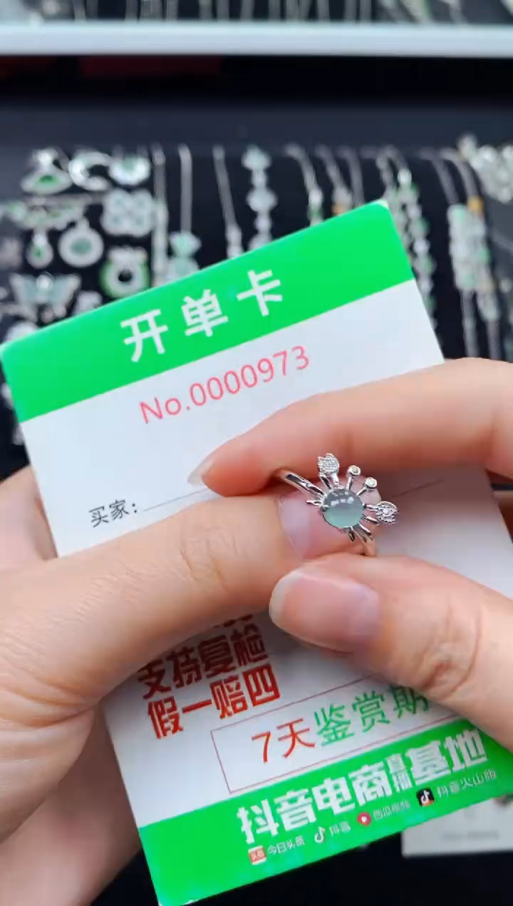 【闪购商品】翡翠戒指银S925镶嵌0973