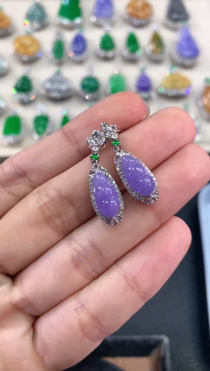 【闪购商品】翡翠耳饰18K金镶嵌C33有色差