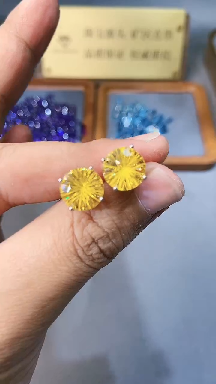 【闪购商品】黄晶耳饰银S925镶嵌354156