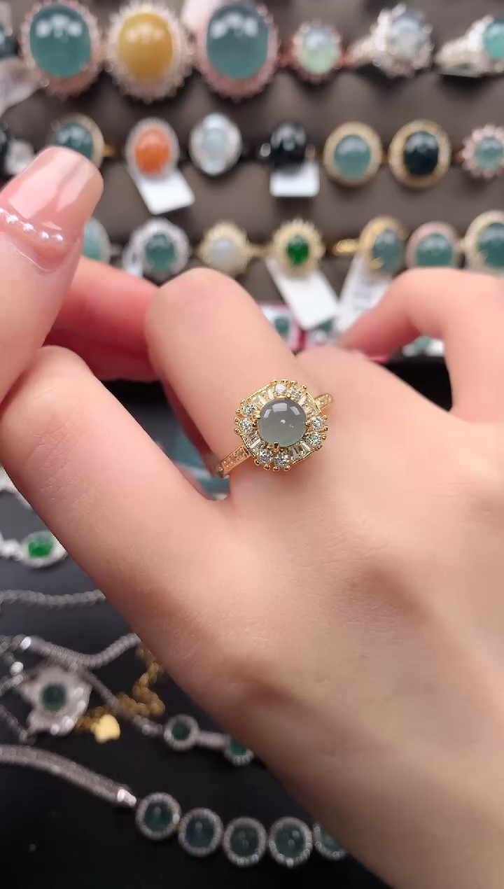 【闪购商品】翡翠戒指银S925镶嵌542141